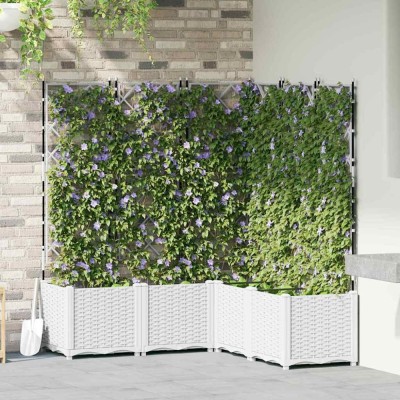vidaXL Ghiveci de grădină cu trellis 5 pcs Alb 120 x 120 x 143 cm PP 42002911 foto