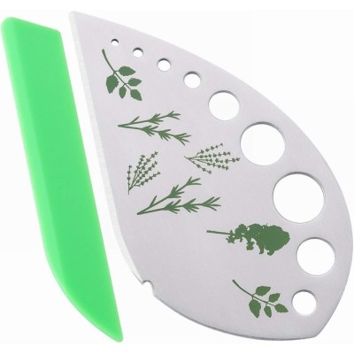 Tocator manual pentru ierburi flippy, instrument de curatat frunze, margini ascutie, 9 gauri de diferite dimensiuni, multifunctional, material otel in foto
