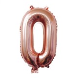 Balon din folie flippy, cifra 0, 81 cm, pentru aer sau heliu, bulk, roz auriu