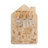 Set platou servire branzeturi lemn natur Craciun III cm 20 x 30 H