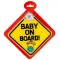 Plăcuță Auto &quot;Baby on Board&quot;, 22x22cm, Gălbena, Plastic