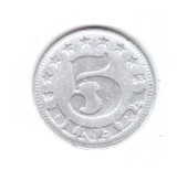 Moneda Yugoslavia 5 dinara 1953, circulata, uzata, curata, Europa, Aluminiu