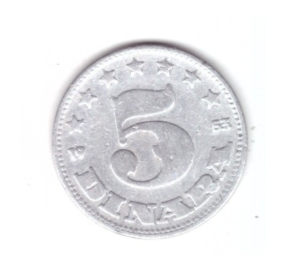 Moneda Yugoslavia 5 dinara 1953, circulata, uzata, curata foto