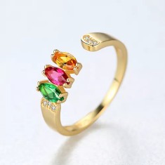 Inel Argint reglabil finut -Multicolor placat cu aur- ARG397G