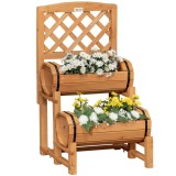 Jardiniera decorativa cu suport pentru plante cataratoare, lemn, 2 nivele, tip butoi, 45x45x80 cm GartenVIP DiyLine, ART