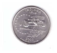 Moneda SUA 25 centi/quarter dollar 2002 P, Indiana 1816, stare buna, curata