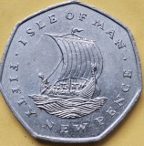50 pence 1975 Isle of Man / Insula Man , Viking Ship, km#24