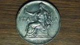 Italia fascista - moneda de colectie istorica - 1 lira 1922 - Seated Victory - senzationala !
