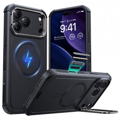 Husa MagSafe pentru Apple iPhone 17 Pro, ESR, Cyber Armor Kickstand, Neagra foto