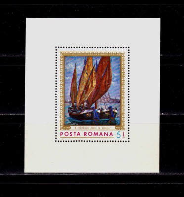 ✅ RO 1971 LP 774 &amp;quot;Reproduceri de arta II - Marina&amp;quot; , colita 90 , MNH foto