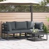 VidaXL Set de canapele pentru grădină cu pernă 4 pcs Negru Aluminiu 3378841