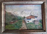 &rdquo;Peisaj montan&rdquo;, ulei pe carton, semnat F. Schmidl, 46 x 32 cu tot cu ramă, Natura, Realism