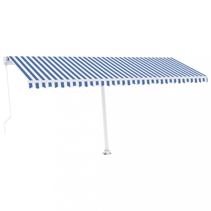 Copertina retractabila manual cu LED, albastru &amp; alb 500x300 cm
