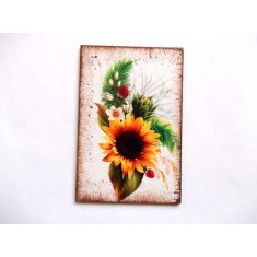 Magnet cu floarea soarelui si alte flori, magnet frigider 35949