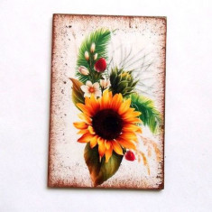 Magnet cu floarea soarelui si alte flori, magnet frigider 35949