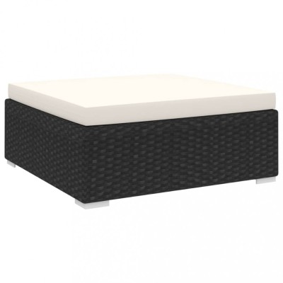 vidaXL Taburet modular, 1 buc., negru, poliratan, cu pernă foto