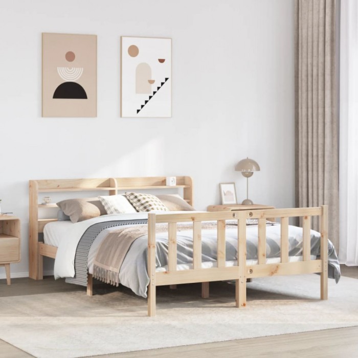 vidaXL Cadru de pat fără saltea, 135x190 cm, lemn masiv de pin 3306570