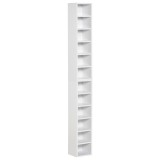 HOMCOM Bibliotecă Raft pentru CD, Set din 2 Piese cu 12 Rafturi din Lemn, 21x19,2x88,3 cm, Alb | Aosom Romania