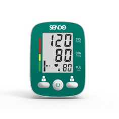 Monitor de tensiune arteriala Sendo One, Pentru doua persoane, Memorie pana la 90 de masuratori, Detecteaza aritmia, Verde/Alb foto