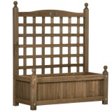 Outsunny Jardinieră cu spalier recipient pentru flori jardinieră pe picior 64 x 28 x 75 cm inserturi de irigare lemn masiv | Aosom Romania