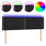 Cumpara ieftin Tablie de pat cu LED, negru, 144x5x78/88 cm, catifea