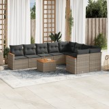 vidaXL Set mobilier de grădină cu perne, 10 piese, gri, poliratan 3258714