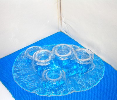 Suport cristal pentru lumanari pastile 6 focuri - design Pertti Kallioinen, MERI foto