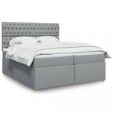 VidaXL Pat box spring cu saltea, gri deschis, 200x200 cm, textil 3293694