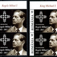 Romania 2017, LP 2173, Regele Mihai, 2 bl. de 3 + vignete din coala mare, MNH!