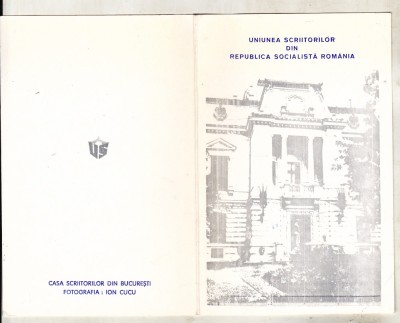 bnk cp Felicitare Uniunea Scriitorilor din RSR 1987 - multiple semnaturi foto