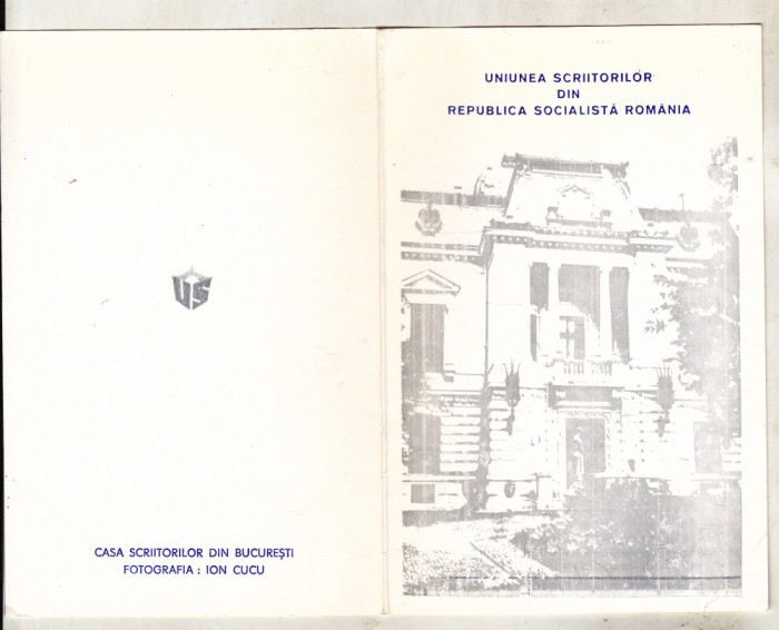 bnk cp Felicitare Uniunea Scriitorilor din RSR 1987 - multiple semnaturi