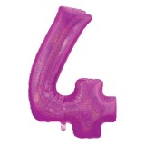 Balon Petrecere Holografic, Nr. 4, Fucsia, 70x40cm, Oem