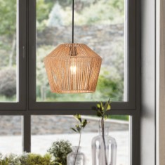 Lampa suspendata, lux.pro, PXQD-0006 Sela, 158 x 33 cm, 1 x E27, max. 60W, metal, franghie, negru, bej, cu inaltime reglabila HausGarden Leisure foto