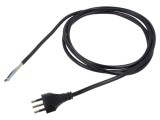Cablu 3x1mm2 cabluri,SEV-1011 (J) mufă PVC 2,5m negru 10A