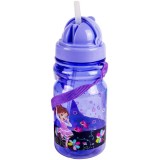 Sticla pentru apa cu capac si cordon, Fetita si flori, 350ml, plastic