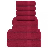 VidaXL Set prosoape 8 piese Bordeaux 360 g/m&sup2; 100% bumbac