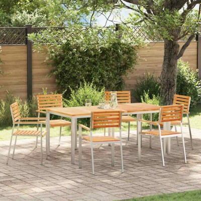 vidaXL Setdediningpentrugrădină 7 pcs Maro Lemn de tec masiv 3334786 foto