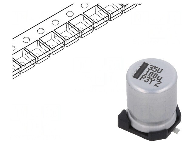 Condensator Electrolitic SMD 100uF 35VDC 8x8x10mm