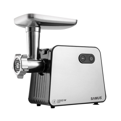 Masina de tocat Samus, 2200 W, 3-7 mm, 1.8 kg/h, 3 site otel, cutit inox, Argintiu/Negru foto