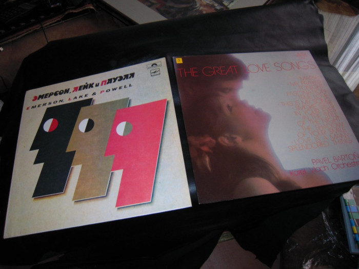LOT de 2 viniluri: Emerson, Lake and Powell (&quot;Melodia&quot;) si The Great Love Songs