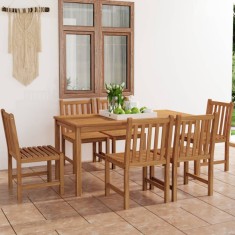 vidaXL Set de mobilier de grădină cu 7 piese, 160x80 cm, lemn masiv de tec 3059938 foto