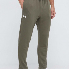 Under Armour pantaloni de trening culoarea verde, neted