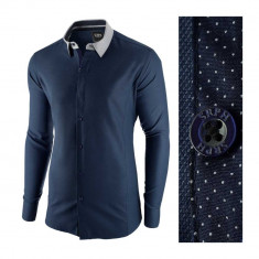 Camasa pentru barbati, bleumarin, slim fit, casual - A La Fontaine foto