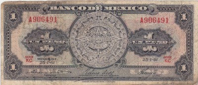 Mexic 1 Peso 1961 uzata foto