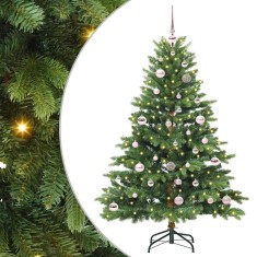 vidaXL Brad de Crăciun artificial cu 150 LED Verde 150 cm PE și PVC 3397538