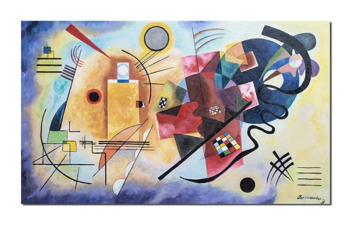 Tablou celebru pictat manual, Yellow, Red, Blue, 100x60cm ulei pe panza, reproducere Wassily Kandinsky