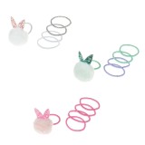 Set 15 Elastice de Par Multicolore cu Lurex Argintiu si 3 cu Pompoane si Urechi pentru Copii, CMCLASS