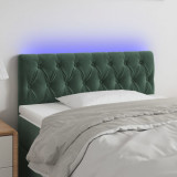 VidaXL Tăblie de pat cu LED, verde &icirc;nchis, 100x7x78/88 cm, catifea