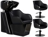 Set scafa coafor profesionala unitate spalare model Retro 2 scaune coafura suport hidraulic pivotant picioare accesorii bol ceramic
