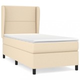 Cumpara ieftin Pat box spring cu saltea, crem, 90x200 cm, textil